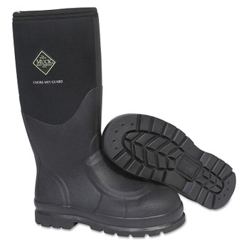 Muck Boots Chore Classic Work Boots with Steel Toe, Size 8, 16 in H, Black (1 PR / PR)