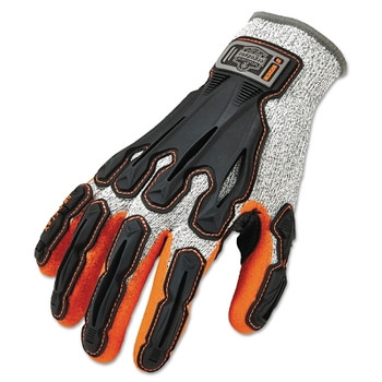 Ergodyne ProFlex 922CR Cut-Resistant Nitrile-Dipped DIR Gloves, Large, Hi-Vis Orange/Gray (12 PR / DZ)