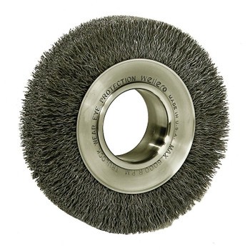 Weiler Wide-Face Crimped Wire Wheel, 6"Dia. x 1 1/4"W, 0.006 Stainless Steel, 6,000 rpm (1 EA / EA)