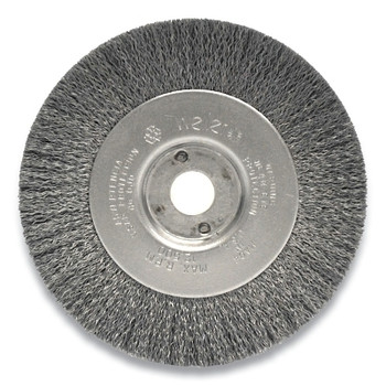 Weiler Narrow Face Crimped Wire Wheel, 4 in dia x 1/2 in W Face, 0.006 in Stainless Steel Wire, 12500 RPM (2 EA / CT)