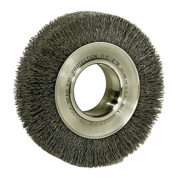 Weiler Wide-Face Crimped Wire Wheel, 6 in Dia. x 1 1/4 in W, 0.0118 SS, 6,000 rpm (1 EA / EA)