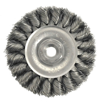 Weiler Standard Twist Knot Wire Wheel, 3 in D, .014 Stainless Steel, 3/8 in 24 UNF Nut (1 EA / EA)