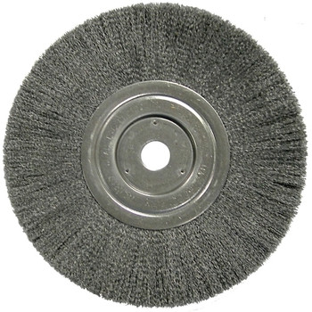 Weiler Narrow Face Crimped Wire Wheel, 8 in D x 3/4 in W, .014 in Steel Wire, 3/4 Arbor (1 EA / EA)