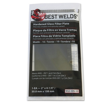 Best Welds Glass Filter Plate, Shade 6, 4-1/2 x 5-1/4 in, Green (1 EA / EA)