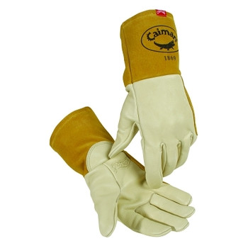 Caiman 1869 Cow Grain Unlined Welding Gloves, Large, Gold, 4 in Gauntlet Cuff (6 PR / BX)