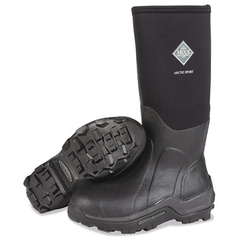 Muck Boots Arctic Sport Safety Toe Boots, Size 9, 15 in H, Neoprene Rubber, Black (1 PR / PR)