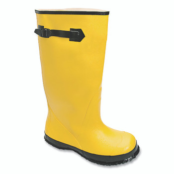 Servus Hi Strap-On Rubber Overboots, 18 in Strap, 18 in H, Size 8, Yellow (1 PR / PR)