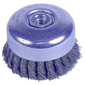 Weiler Wire Cup Brush with Internal Nut, 4 in Dia., 5/8-11 UNC Arbor, .023 Steel Knot (1 EA / EA)