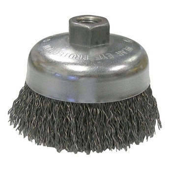 Weiler Vortec Pro Crimped Wire Cup Brush, 4" Dia, 5/8-11 Arbor, 0.02" Carbon Steel (1 EA / EA)