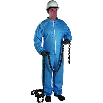 West Chester FR Protective Coveralls, Blue, 5XL, w/Hood, Elastic Wrists/Ankles, Zip Front (25 EA / CA)