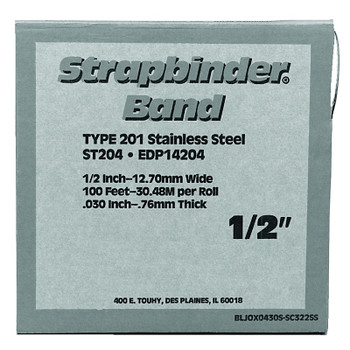 Strapbinder Bands, 3/4 in x 100 ft, 0.03 in Stainless Steel 201 (1 ROL / ROL)