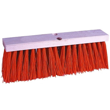 Weiler Street Brooms, 18 in Hardwood Block, 5 1/4 in Trim, Orange Polypropylene Fill (6 EA / PK)