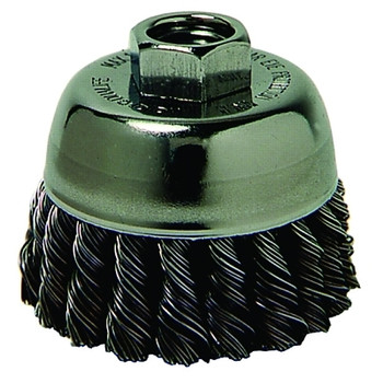 Weiler Single Row Heavy-Duty Knot Wire Cup Brush, 4 in Dia., 5/8-11 UNC, .023 Steel (1 EA / EA)