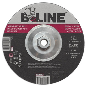 B-Line Abrasives Depressed Center Grinding Wheel, 7 in dia, 1/4 in Thick, 5/8 in-11 Arbor, 24 Grit (10 EA / CT)