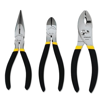 Stanley 3-Piece Basic Plier Sets, 6 in, Diagonal/Long Nose/Slip Joint (4 ST / BX)