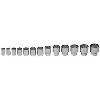 Wright Tool 13 Piece Standard Socket Sets, 1/2 in, 8 Point (1 SET / SET)