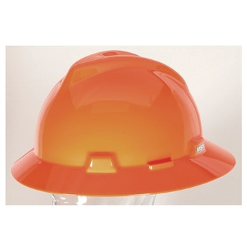 MSA V-Gard Full Brim Hard Hats, 4 Point, Cap, Orange (1 EA / EA)