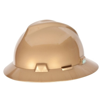 MSA V-Gard Full Brim Hard Hats, 4 Point, Cap, Gold (1 EA / EA)