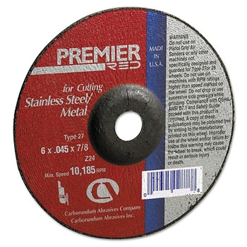 Carborundum Premier Redcut Abrasive Wheel for Cutting, 5 in dia, 1/8 in Thick Zirconia (25 EA / BX)