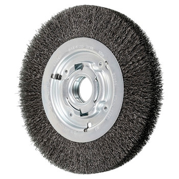 Pferd Unthreaded Crimped Wheel Brushes, 8 in Dia., 2 in Arbor, .01 in, Carbon Steel (1 EA / EA)