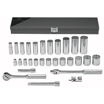 Wright Tool 29 Piece Standard & Deep Socket Sets, 3/8 in, 12 Point (1 SET / SET)