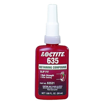 Loctite 635 Retaining Compound, High Strength/Slow Cure, 50 mL Bottle, Green, 4,000 psi (1 BTL / BTL)