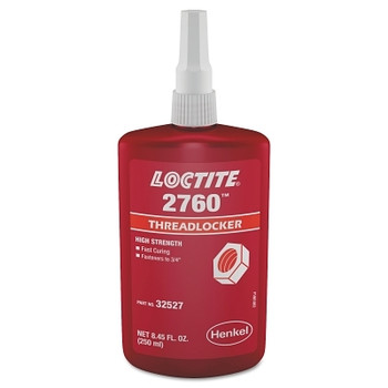 Loctite 2760 Threadlockers, Primerless High Strength, 250 mL, Red (1 EA / EA)