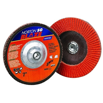 Norton Blaze Type 29 Flap Discs, 4 1/2 in, 80 Grit, 5/8 in - 11 Arbor, 13,000 rpm (10 EA / PK)