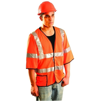 OccuNomix Class 3 Mesh Vests with 3M Scotchlite Reflective Tape, 4X-Large, Hi-Viz Orange (1 EA / EA)