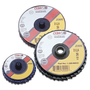 CGW Abrasives Flap Discs, Mini, Zirconia, Quick Change, Type R, 2 in, 120 Grit, 24,000 rpm (10 EA / BOX)