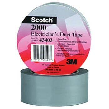 3M Electrical Scotch Electricians Duct Tapes 2000, Gray, 2 in x 50 yd x 6 mil (1 ROL / ROL)