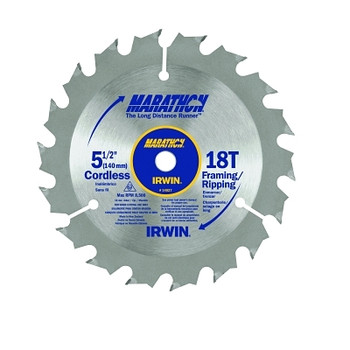 Irwin Marathon Cordless Circular Saw Blades, 5 1/2 in, 18 Teeth (5 EA / CT)