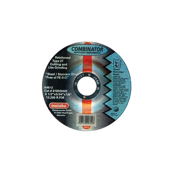 Metabo Grinding/Cutting Wheel, 6 in Dia, 0.45 in Thick, A 46 U Grit Stainless Steel (25 EA / BX)