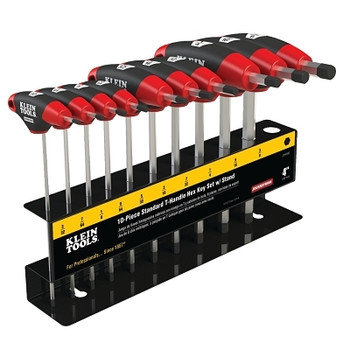 Klein Tools Journeyman T-Handle Hex Key Sets, 10 per set, Hex Tip, Inch, 9 in Blade (1 ST / ST)