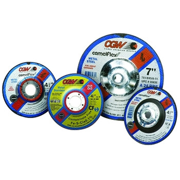 CGW Abrasives Depressed Center Wheel, 5 in Dia, 1/8 in Thick, 24 Grit Alum. Oxide (10 EA / BOX)