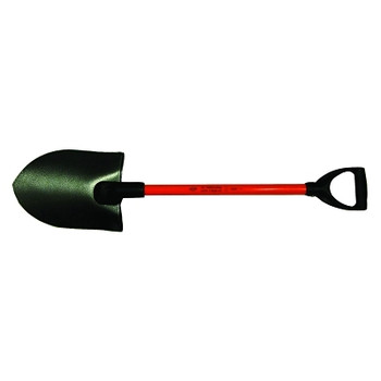 Nupla Certified Non-Conductive Shovel, 9 in W x 11-1/2 in L, Round Point Blade, 27 in Fiberglass D-Grip Handle (1 EA / EA)