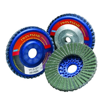 Norton Type 27 TwinStar Flap Discs, 4 1/2 in, 60 Grit, 5/8 Arbor, 13,000 rpm (5 EA / BOX)