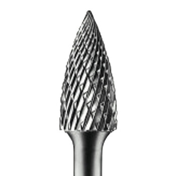 Pferd Carbide Tree/Pointed Shape Bur Bit, 3/8"Dia.x3/4"L Cut, 1/4" Shank, Alt. Diamond (1 EA / EA)