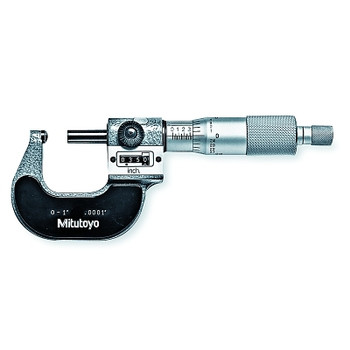Mitutoyo Series 295 Digit OD Micrometers, 0 in-1 in, .0001 in, Ratchet Stop, Flat Spindle (1 EA / EA)