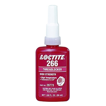 Loctite 266 Threadlocker, High Strength/High Temperature, 50 mL, Up to 3/4 in Thread, Red-Orange (1 EA / EA)