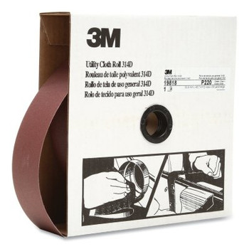 3M Abrasive 314D Utility Cloth Rolls, 1 in, 50 yd, P220 Grit (1 RL / RL)