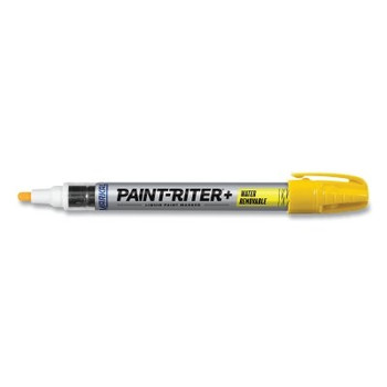 Markal Paint-Riter+ Water Removable Marker, 1/8 in Tip, Medium, Yellow (1 EA / EA)