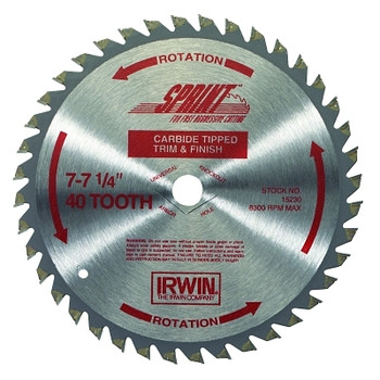 Irwin Carbide-Tipped Circular Saw Blades, 6 1/2 in, 40 Teeth (5 EA / BOX)