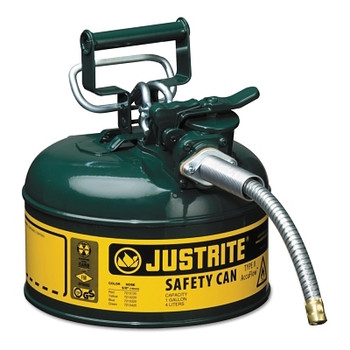 Justrite Type II AccuFlow Safety Cans, Flammables, 1 gal, Green (1 EA / EA)