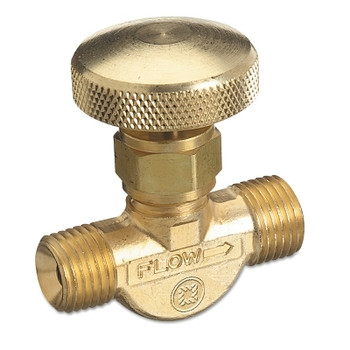 Western Enterprises Brass Body Valve for Non-Corrosive Gases, 200 psig, B-Size 9/16 in-18 RH (M), Oxygen CGA-022 (1 EA / EA)