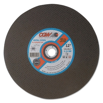 CGW Abrasives Type 1 Cut-Off Wheel, Stationary Saw, 14 in Dia, 1/8 in Thick, 1 in Arbor, 24 Grit, (20 EA / BOX)