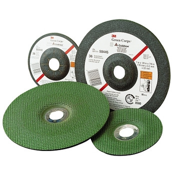 3M Abrasive Green Corps Flexible Grinding Wheel, 4 1/2" Dia, 7/8 Arbor,  1/8" Thick, 60 Grit (1 EA / EA)