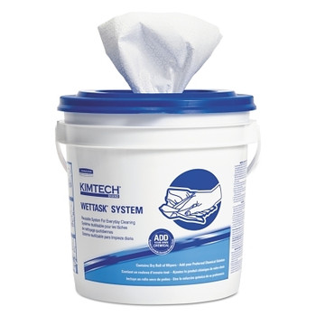 Kimberly-Clark Professional Kimtech Prep Wipes for the WetTask Wiping System, White, 12 in W x 6 in L, 140 Sheets/Roll, Free Bucket, Meltblown Cloth (6 RL / CA)