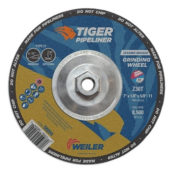 Weiler 7 in X 1/8 in Tiger Pipeliner, Z30T, Type 27, 5/8 in-11 Nut (10 EA / BX)