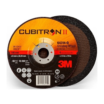 3M Abrasive Cubitron II Depressed Center Grinding Wheel, Precision Shaped Ceramic, 5 in dia, 7/8 in Arbor, 36 grit (20 WH / CA)